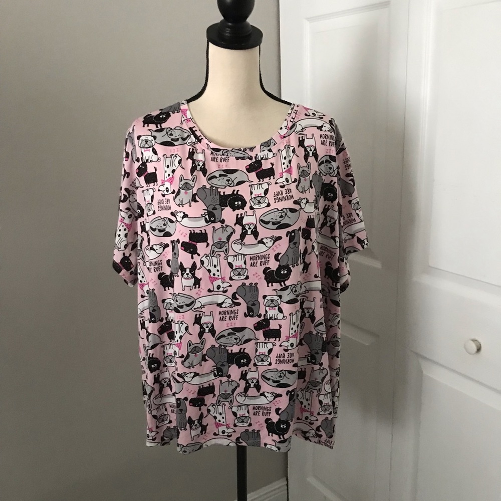 ❤️3X20 Secret Treasures Women's Pink Dogs Print Short Sleeve Top | 3X